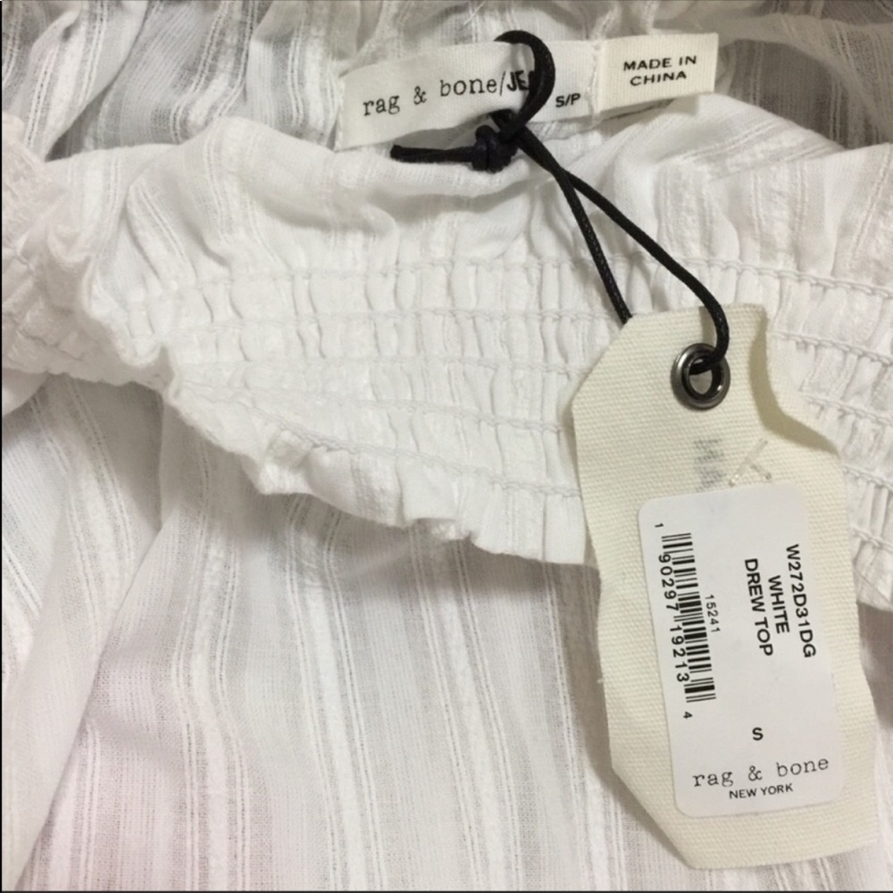 Rag & Bone off shoulder white cotton top Sz S NWT - Picture 2 of 4